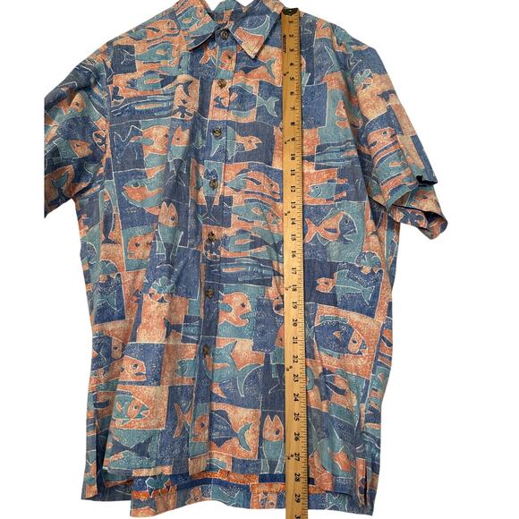 Vintage 80s Cooke Street Men's L Hawaiian Fish Shirt 100% Cotton Short Sleeve - Picture 5 of 5